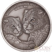 Burkina Faso CHILDREN SMILODON SABER TOOTHED TIGER series Prehistoric Animals Silver coin 5000 Francs CFA Real Eyes High Relief 2013 Antique Finish 10 oz